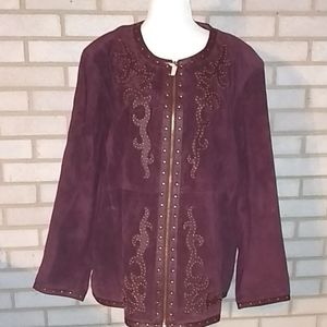 NWOT Linea Louis Dell'Olio Purple Leather Sz 2X